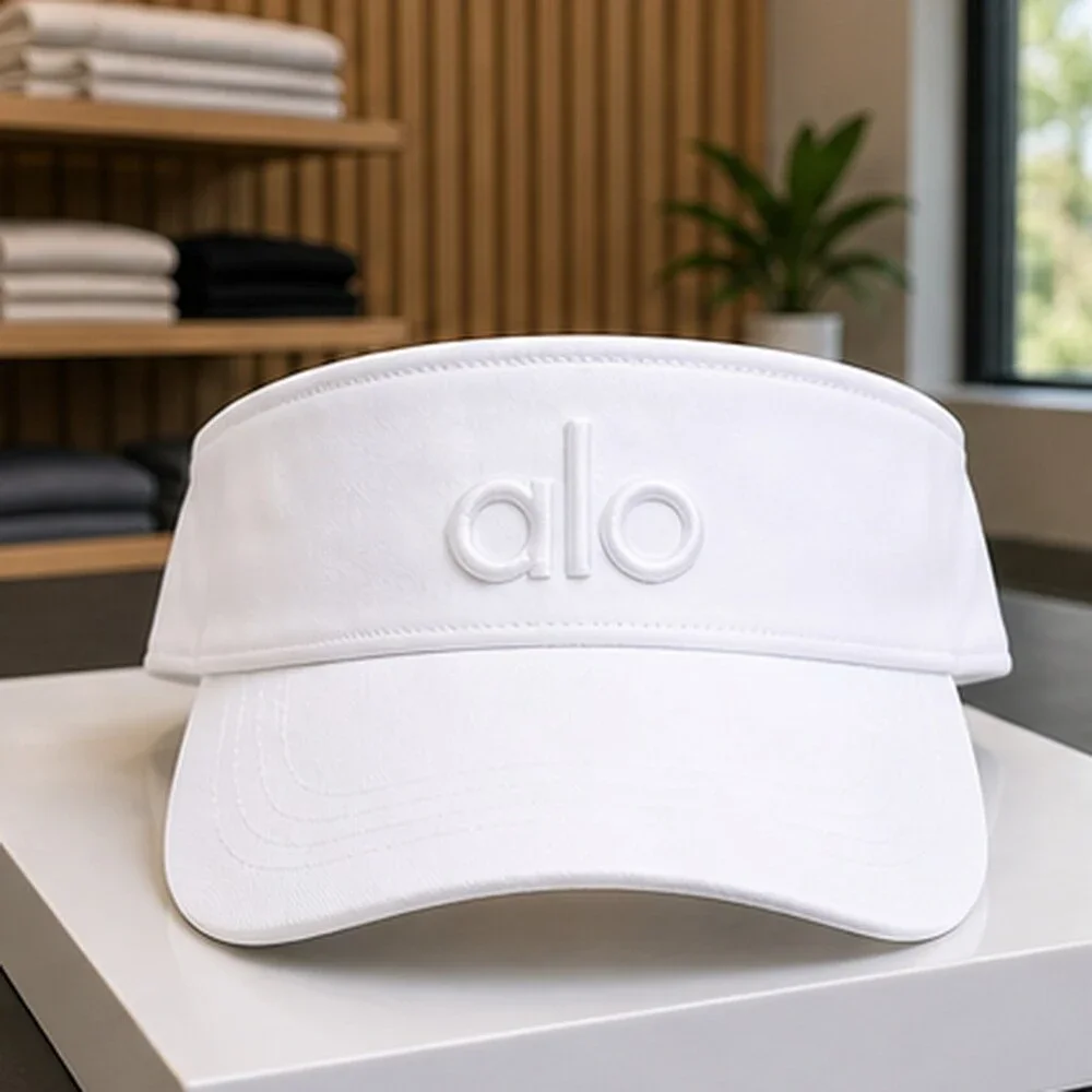 ALO Yoga White Gym Open Top Visor Hat Activewear